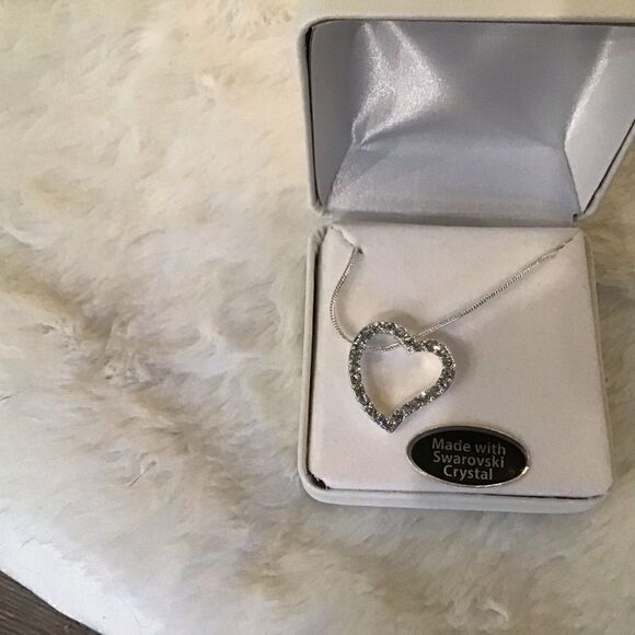 Swarovski Open Heart Silver Necklace - Picture 7 of 8